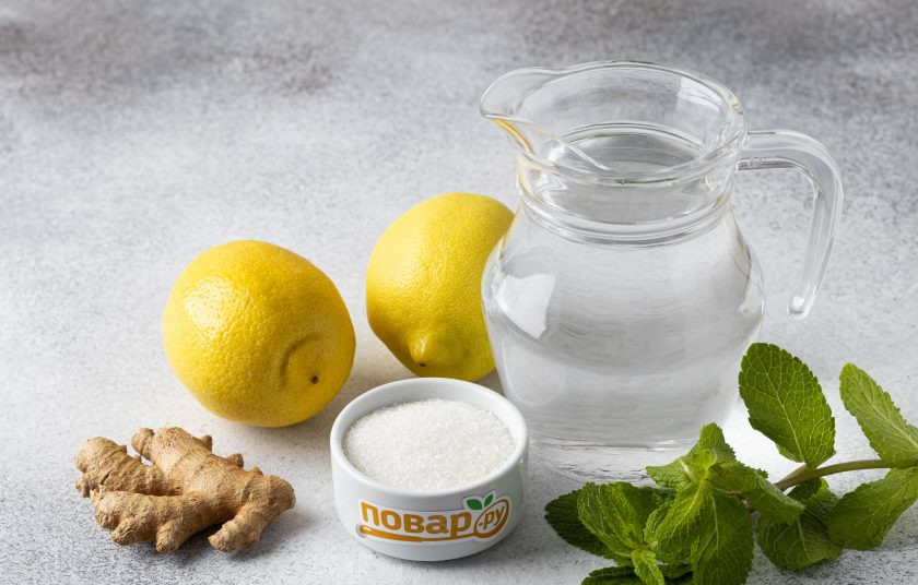 1. Этап. Лимонно-имбирный лимонад: Подготовьте все ингредиенты.