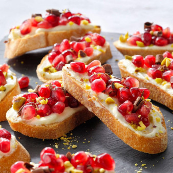 Pomegranate Pistachio Crostini