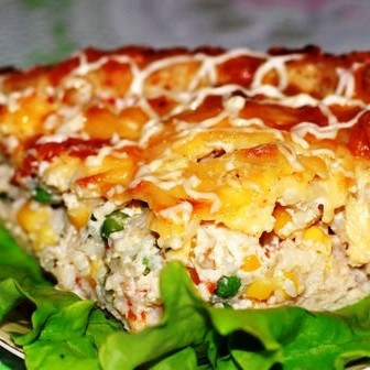 1. Этап. Куриный пирог с гавайской смесью: Приятного аппетита! :)