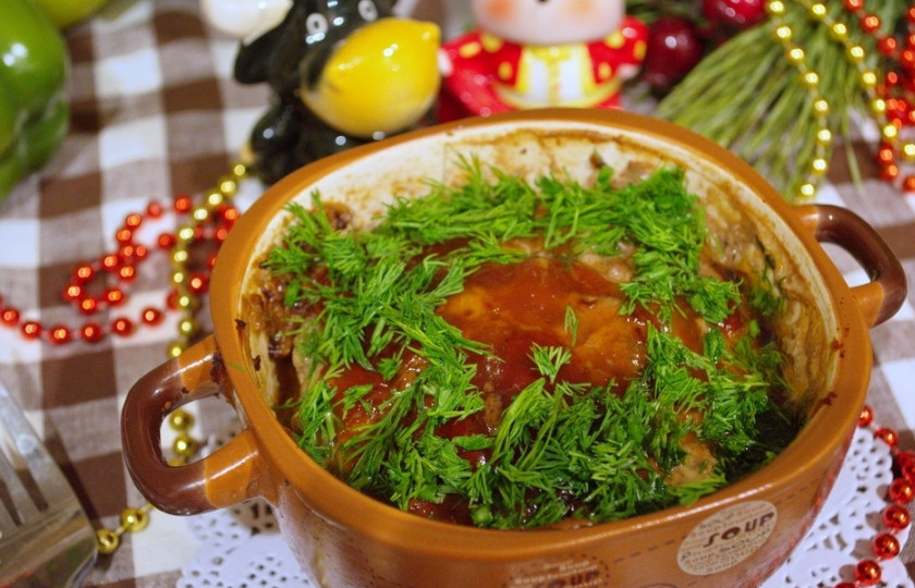 1. Этап. Американский мясной хлеб в горшочке: Блюдо очень вкусное. Сладость кетчупа придает блюду пикантность и делает мясо сочным и вкусным.