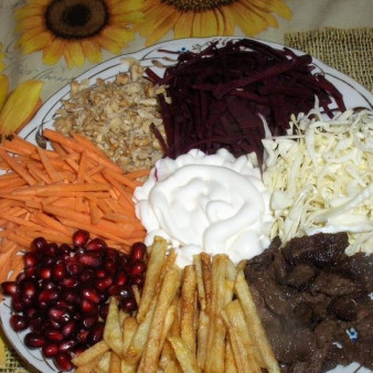 Салат Онежский с ветчиной