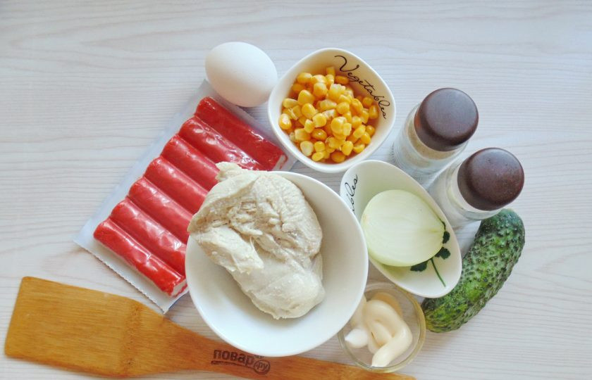 1. Этап. Салат Лиза: Подготовьте ингредиенты для приготовления салата 