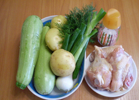 1. Этап. Летний суп с курицей: 1. Приготовим продуты для супа.