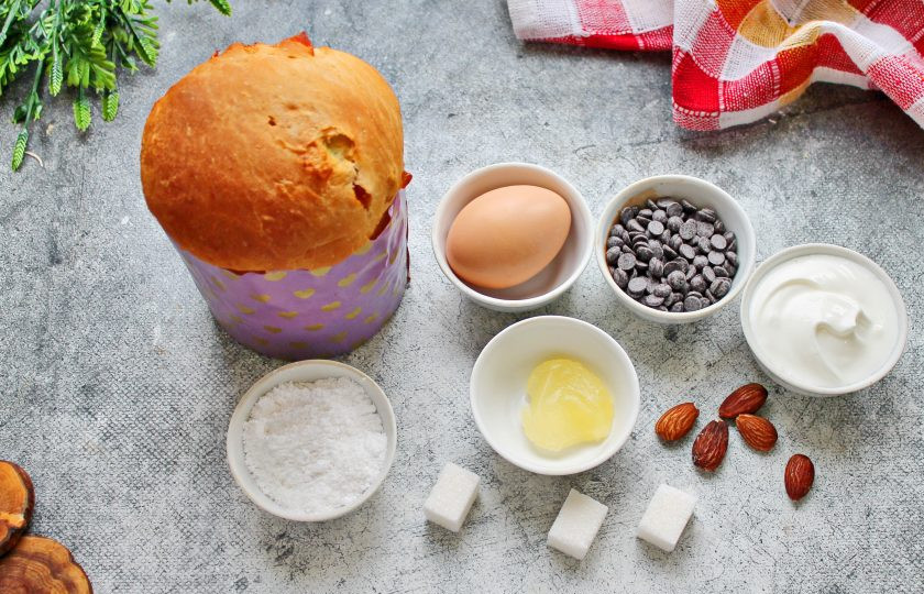 1. Этап. Кулич с шоколадной начинкой: Подготовьте все необходимые ингредиенты для приготовления кулича с шоколадной начинкой.