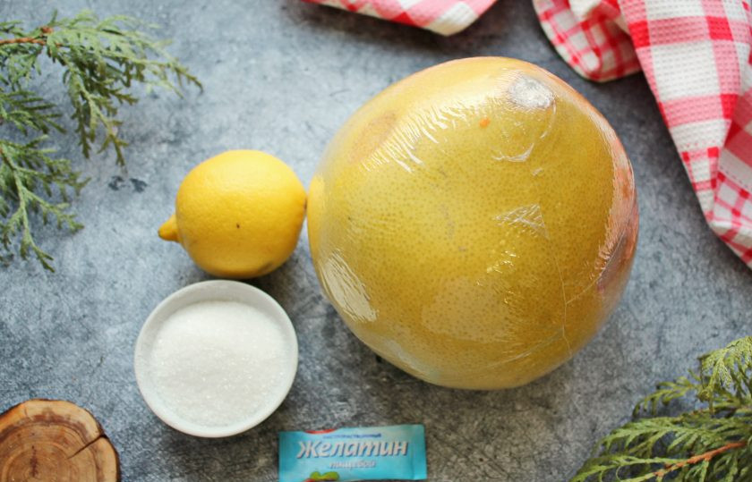 1. Этап. Мармелад из помело: Подготовьте все необходимые ингредиенты для приготовления мармелада из помело.