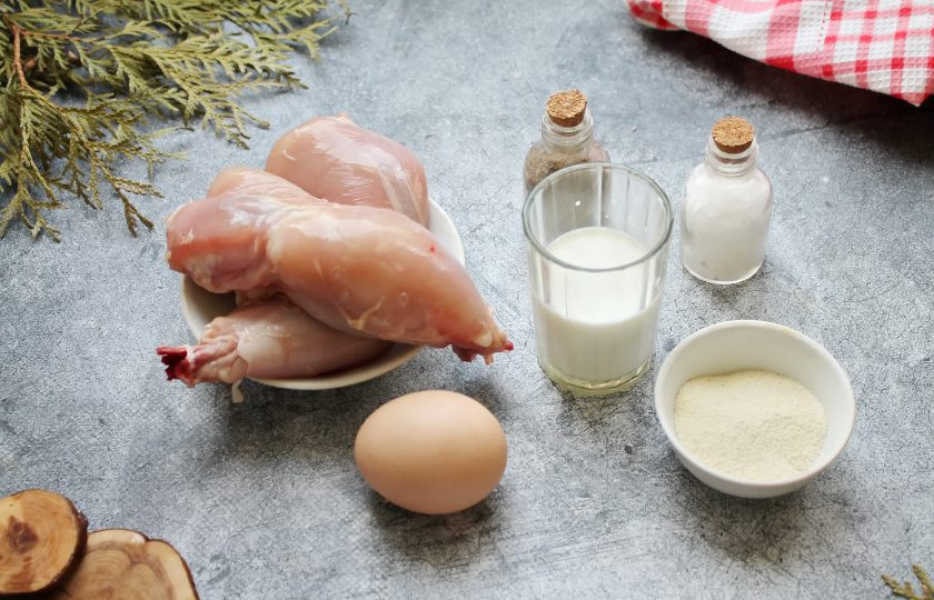 1. Этап. Суфле из кролика: Подготовьте все необходимые ингредиенты для приготовления суфле из кролика.