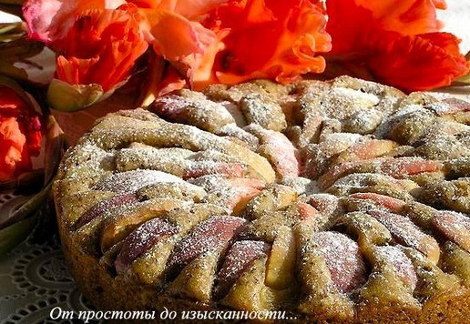 1. Этап. Ореховый пирог с яблоками и хлопьями: По желанию посыпьте сахарной пудрой.