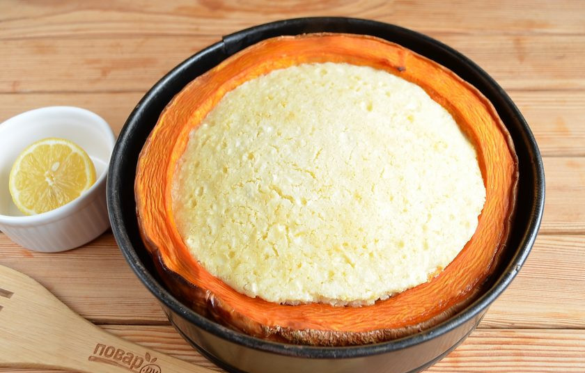 1. Этап. Творожная запеканка в тыкве: Запеканка готова! Дайте ей немного остыть — и можно подавать к столу. Приятного!