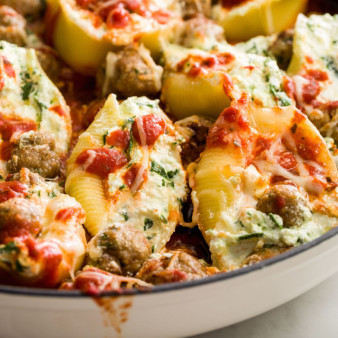 Spinach Stuffed Shells with Mini Turkey Meatballs
