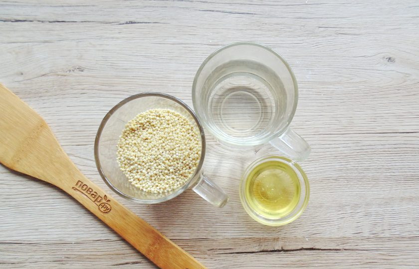 1. Этап. Пшенная каша с медом: Подготовьте ингредиенты для приготовления пшенной каши.