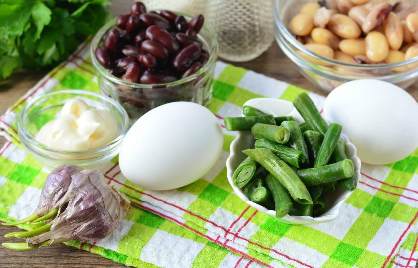 1. Этап. Салат Три фасоли: Подготовьте все ингредиенты.