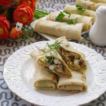 Блины с печенью трески