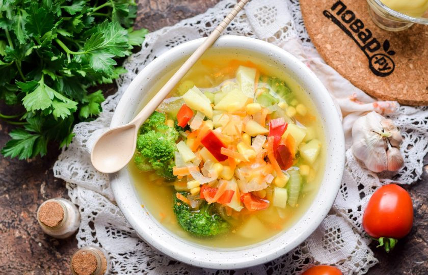 1. Этап. Суп с брокколи и кукурузой: Приятного аппетита!