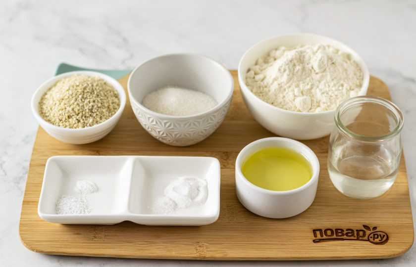 1. Этап. Кунжутное печенье: Подготовьте все ингредиенты.
