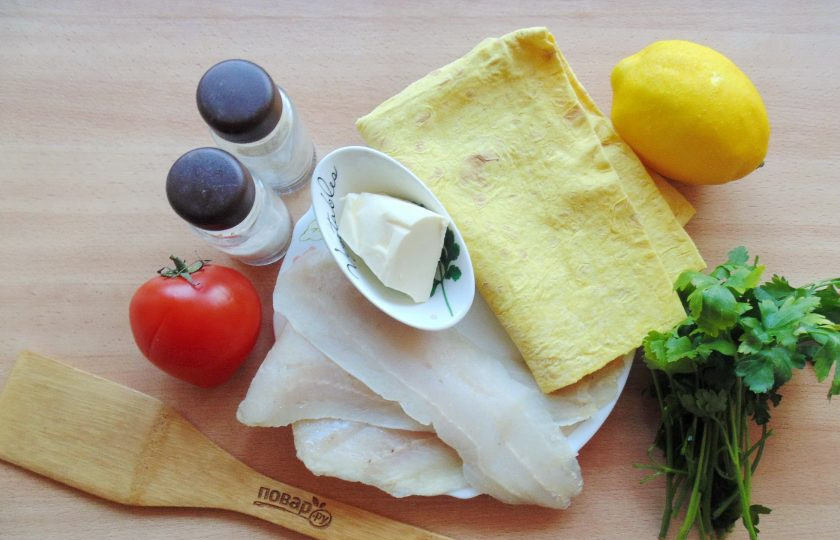 1. Этап. Судак запеченный в лаваше: Подготовьте ингредиенты для приготовления судака в лаваше.