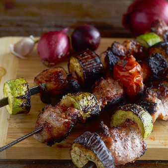Шашлык с овощами в горчичном маринаде