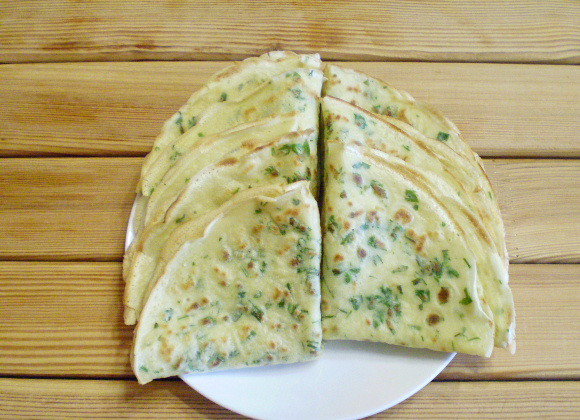 1. Этап. Блинчики с зеленью: 10. Блинчики с зеленью готовы. Приятного аппетита!