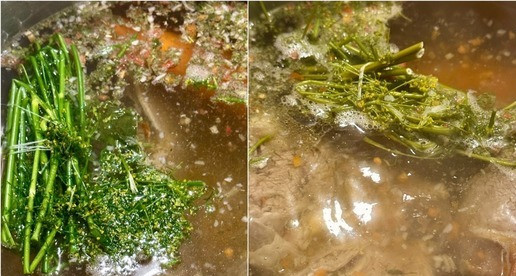 1. Этап. Борщ. Два пути: Наливаю те самые литры холодной воды. Довожу до закипания и убавляю нагрев до состояния «ниже среднего». Бульон ни в коем случае не «варю»!!! На очень слабом нагреве, допуская редкие взбулькивания, томлю бульон в общей сложности минимум два часа. Крышку кастрюли прикрыть надо. В итоге получится чистый, прозрачный бульон. Жирности, конечно, выше средней – это точно. Процеживать готовый бульон или нет – тут смотрите сами.