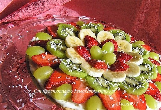 1. Этап. Фруктовая а-ля пицца: Посыпьте кокосовой стружкой и подавайте!