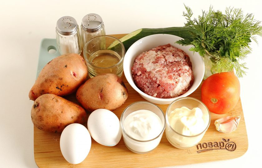 1. Этап. Драник-бургер: Подготовьте все ингредиенты.