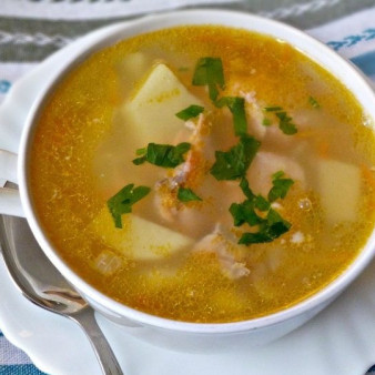 Уха с пшеном и картошкой