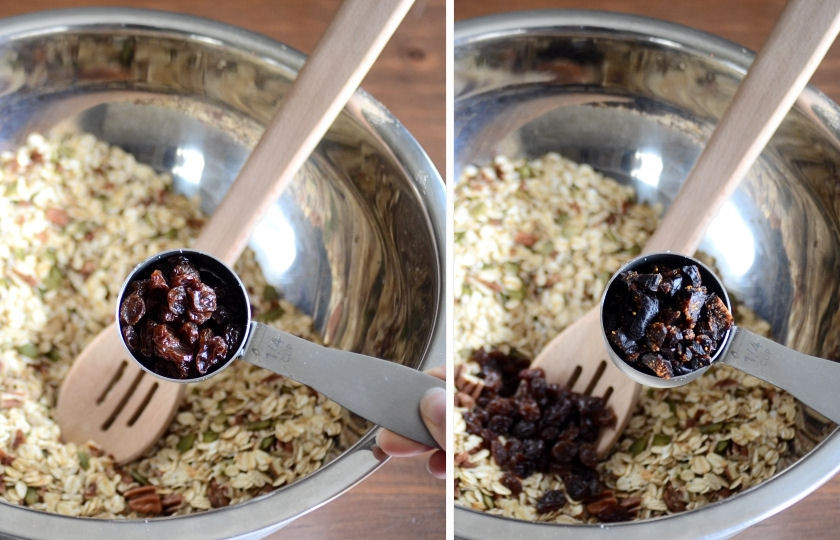 1. Этап. Фитнесс-батончики: 3. В отдельной емкости смешайте овсяные хлопья с орехами и сухофруктами.