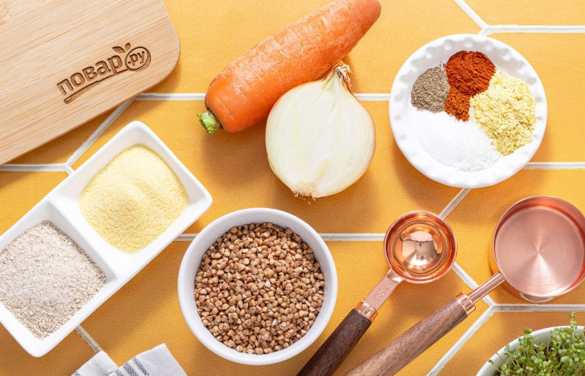 1. Этап. Котлеты из гречки с овощами: Подготовьте все ингредиенты.