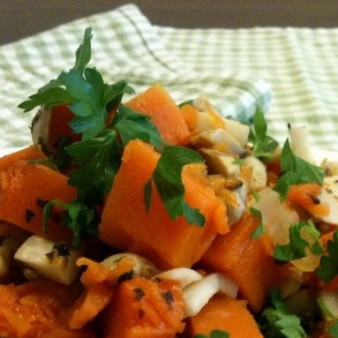 Тыква с шампиньонами в микроволновке