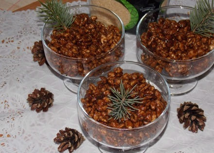 1. Этап. Десерт Пшеница в глазури: 5. Выкладываю десерт в стеклянные салатники, украшаю и сразу подаю. Приятного аппетита!