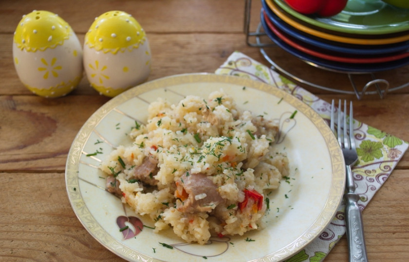 1. Этап. Мясо с рисом: Подайте к столу.