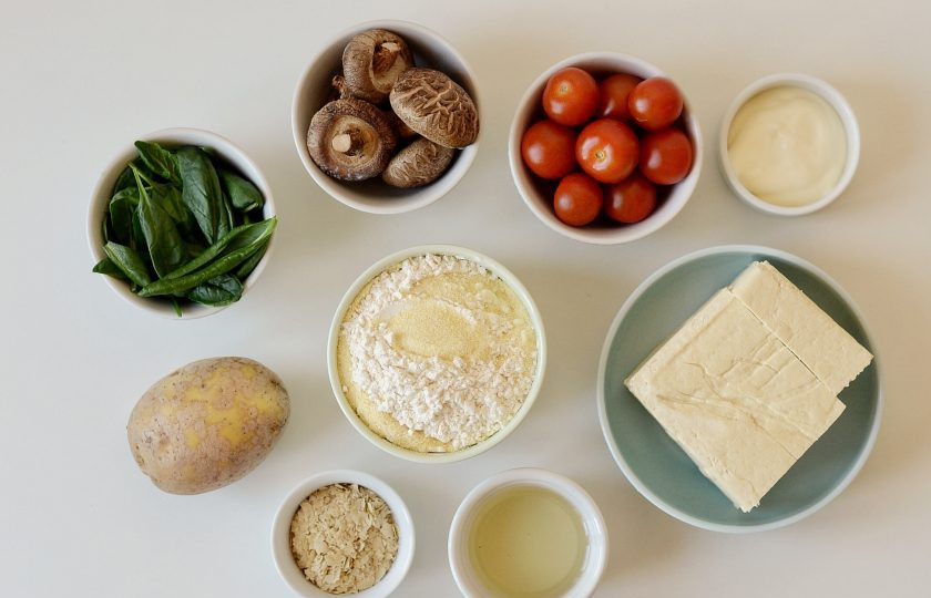 1. Этап. Постный киш: Подготовьте все ингредиенты.