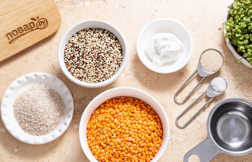 1. Этап. Хлеб из киноа: Подготовьте все ингредиенты.