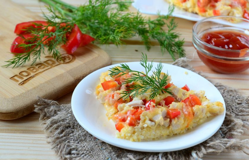 1. Этап. Нежнейшая пицца без муки: Нежнейшая пицца без муки со вкуснейшей начинкой готова. Кушайте с удовольствием и не беспокойтесь о фигуре!