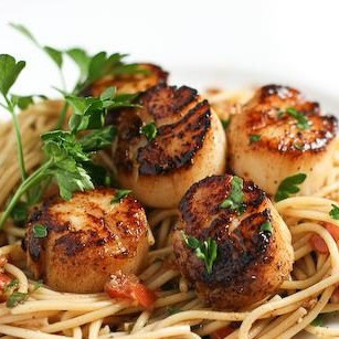 Паста с морскими гребешками