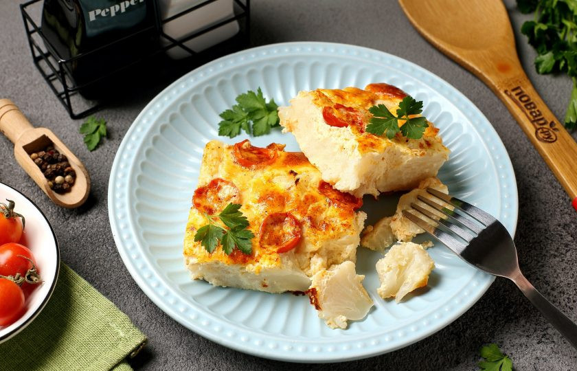 1. Этап. Запеканка из цветной капусты диетическая: Диетическая запеканка из цветной капусты готова. Приятного аппетита!