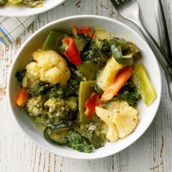 Slow-Cooked Vegetables with Cheese Sauce