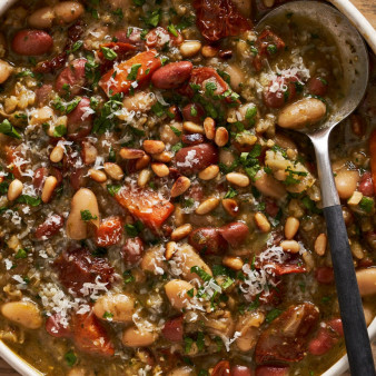 Pesto Rice & Bean Soup