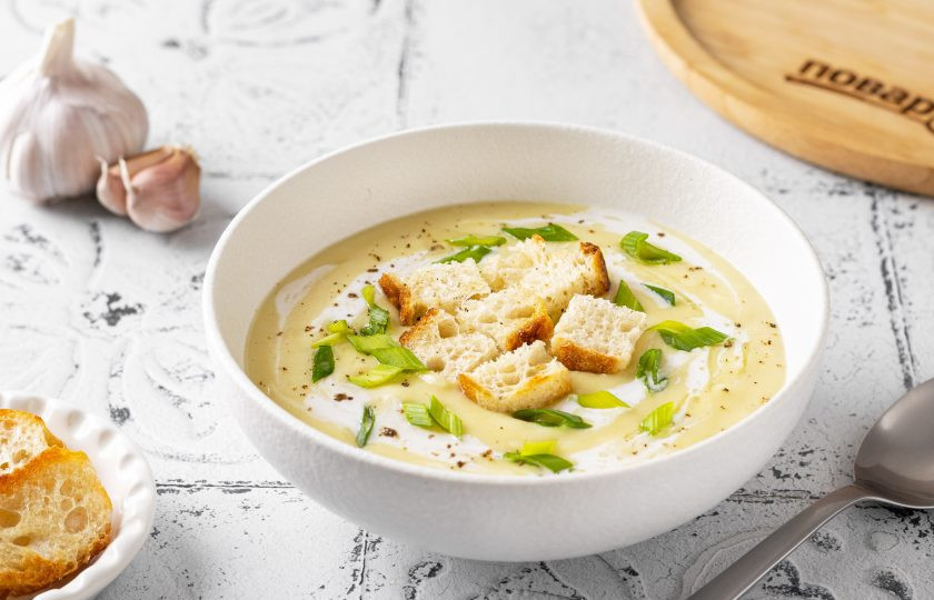 1. Этап. Чесночный суп: Чесночный суп готов, приятного вам аппетита!