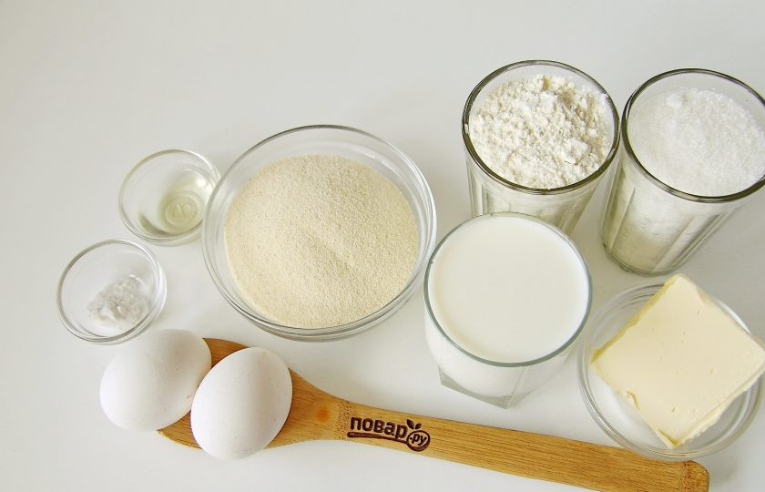 1. Этап. Манник-стаканник: Подготовьте все ингредиенты.