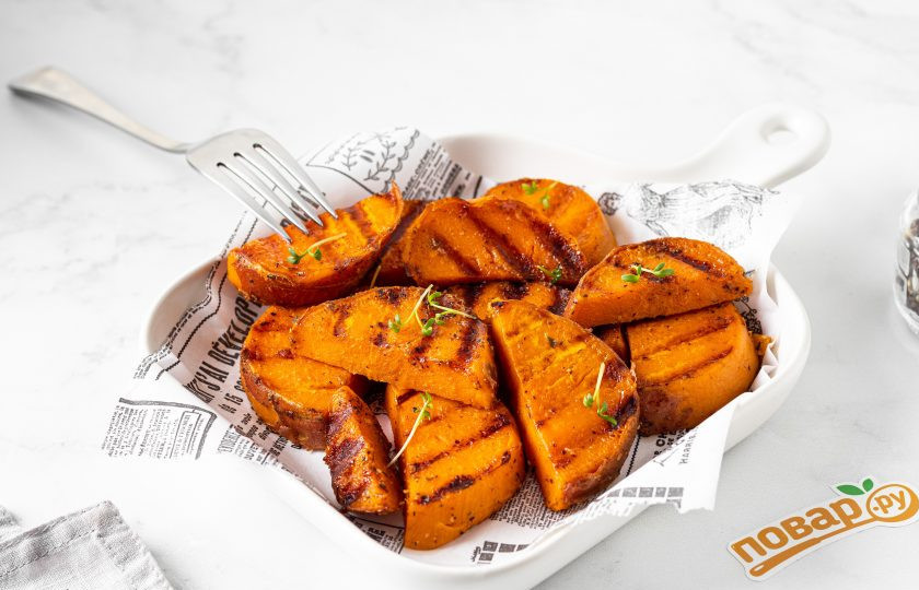 1. Этап. Сладкий картофель батат на гриле: Батат на гриле готов, приятного вам аппетита!
