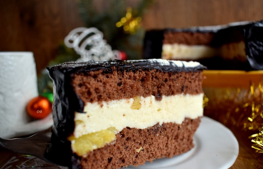 1. Этап. Бисквитный торт с творожным кремом: Приятного чаепития!