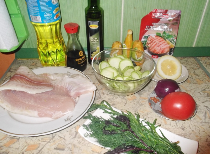 1. Этап. Пангасиус в фольге: Подготовьте ингредиенты.