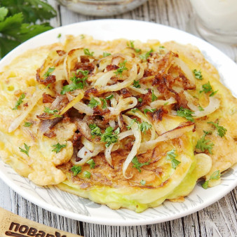 Капустные шницели с луковыми шкварками