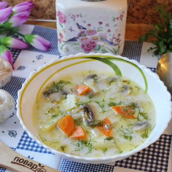 Грибной суп с молоком