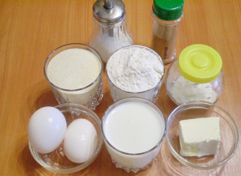 1. Этап. Классический манник на кефире: Подготовим продукты. Масло сливочное оставьте на столе, чтобы подтаяло.