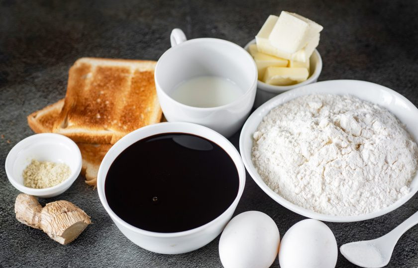 1. Этап. Пирог с патокой: Все ингредиенты соберите по списку.