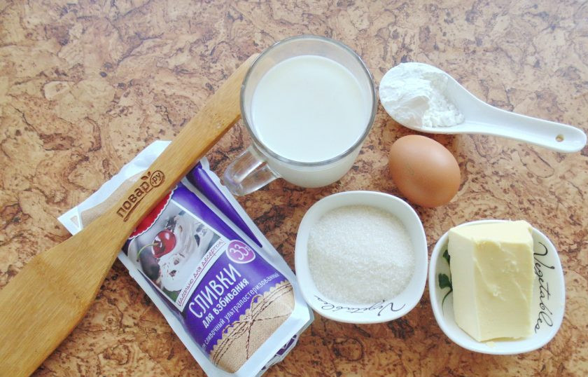 1. Этап. Крем Пломбир на сливках: Подготовьте ингредиенты для приготовления крема 