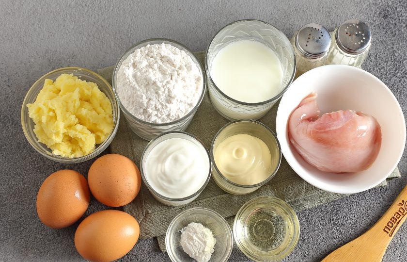 1. Этап. Невесткин пирог: Подготовьте все ингредиенты.