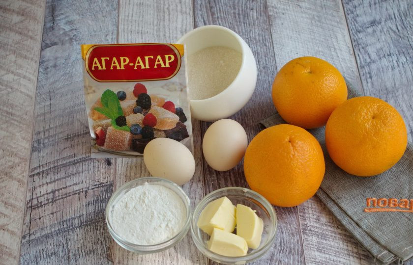 1. Этап. Апельсиновый Мусс: 1. Подготовьте необходимые ингредиенты.