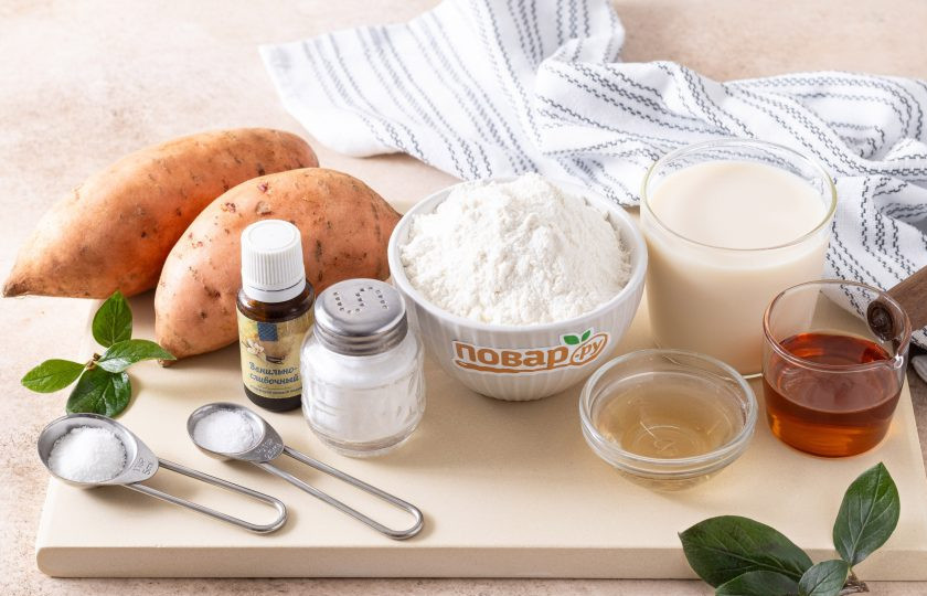 1. Этап. Панкейки из батата: Подготовьте все ингредиенты.